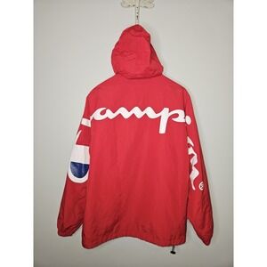 Champion Supreme Red Track Jacket Men XL Full Zip Spellout Sporty Streetwear